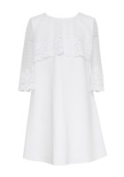 Biała komunijna sukienka z haftowanym karczkiem. jpg