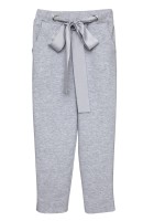 Spodnie dziewczęce z dzianiny w kolorze szarym, melanżowym.jpg