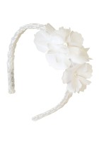 Ecru opaska do Komunii Św. z kwiatami.jpg