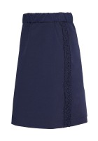 Granatowa spódnica z koronkowymi lampasami na bokach.jpg