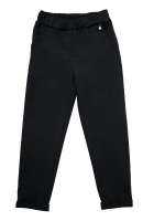 Spodnie dziewczęce z dzianiny w kolorze czarnym z mankietem.jpg