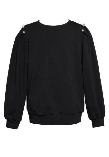 Czarna bluza z dzianiny przyozdobiona perełkami 