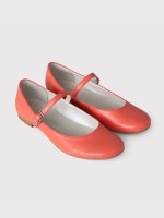 Baleriny dziewczęce zapinane na klamerkę w koralowym kolorze.jpg