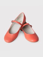 Baleriny dziewczęce zapinane na klamerkę w koralowym kolorze.jpg