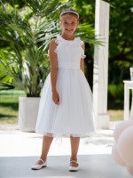 Komunijna sukienka z plisowanymi falbankami w kolorze ecru.jpg