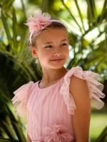 Opaska z tiulowym kwiatem w różowym kolorze .jpg