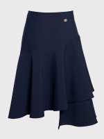 Granatowa rozkloszownaa spódnica z asymetrycznym przodem.jpg
