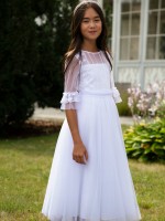 Biała sukienka do Komunii z pliskami i koronką na karczku.jpg