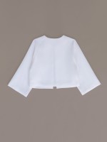 Komunijne bolerko z rozszerzanym rękawem w białym kolorze.jpg