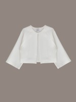 Komunijne bolerko z rozszerzanym rękawem w kolorze ecru.jpg