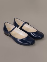 Granatowe, lakierowane baleriny zapinane na klamerkę.jpg