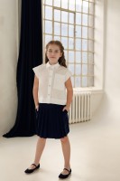 Granatowa spódnica z zakładkami na przodzie