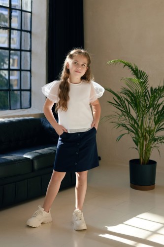 Granatowa spódnica zapinana na guziki 