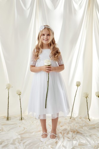 Biała sukienka do Komunii typu Józefinka