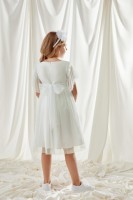 Ecru sukienka do Komunii z biżuteryjną taśmą na karczku.jpg